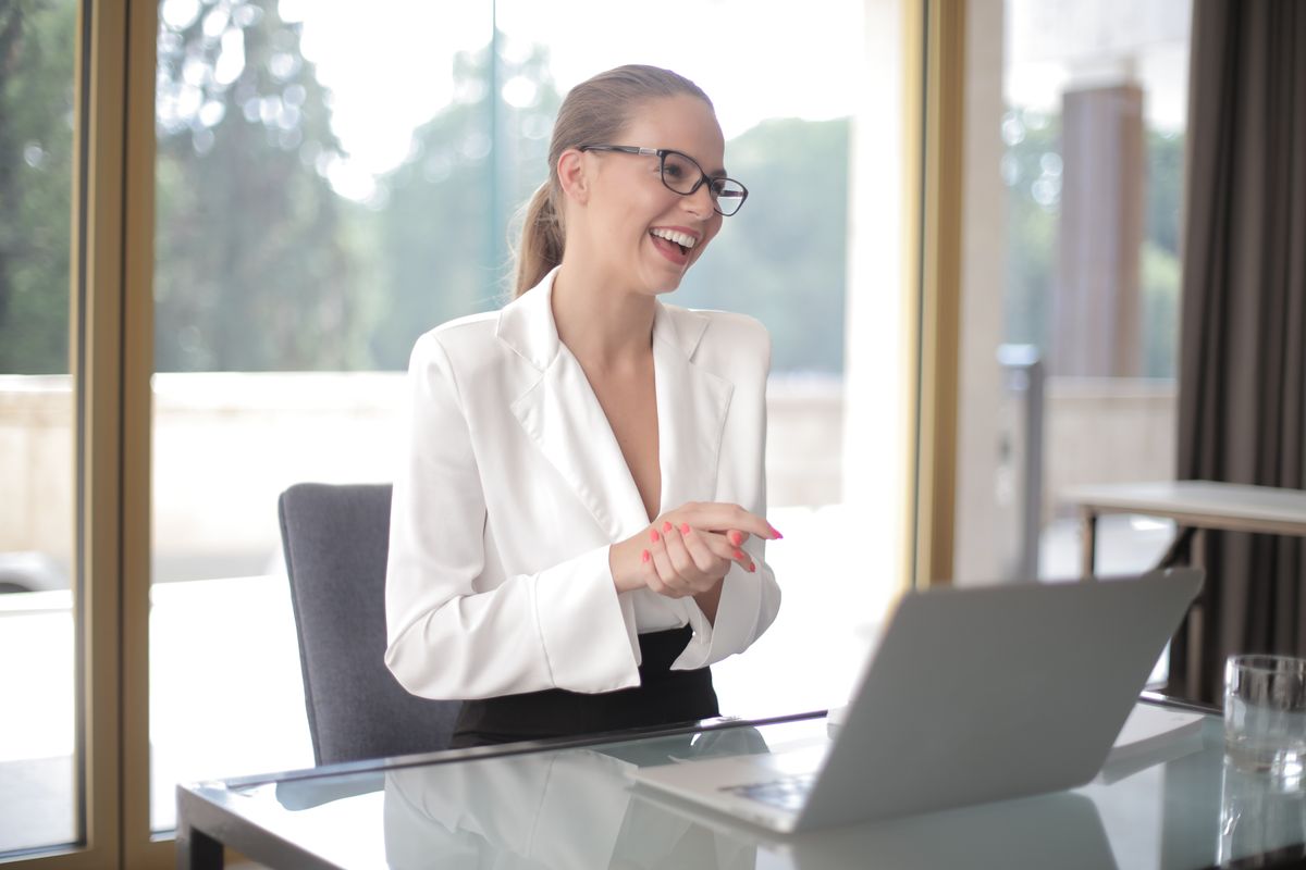 A confident professional starting a new job in a bright office